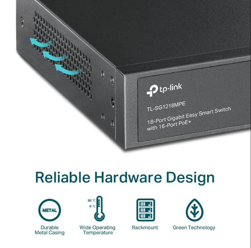 TP-Link TL-SG1218MPE 18-Port Gigabit Easy Smart PoE+ Switch