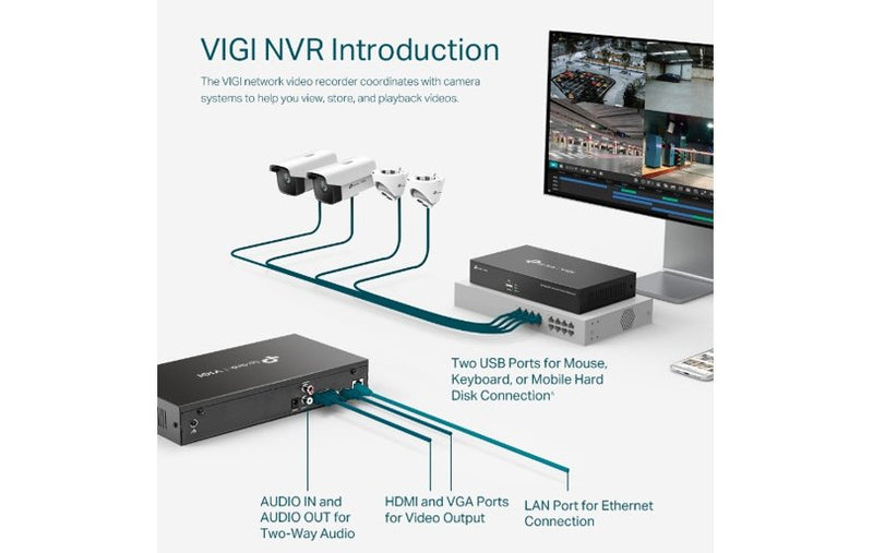 TP-Link VIGI 8 Channel Network Video Recorder 5MP H.265+ NVR1008H
