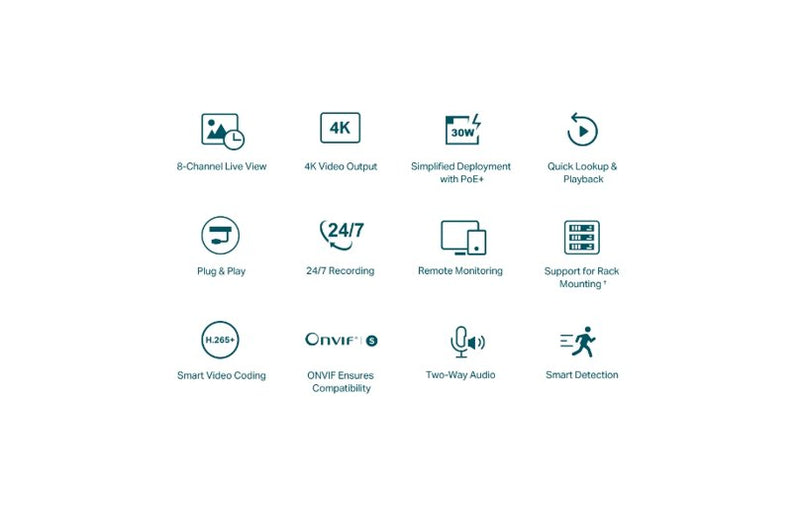 TP-Link VIGI 8 Channel PoE+ Network Video Recorder 4K H.265+