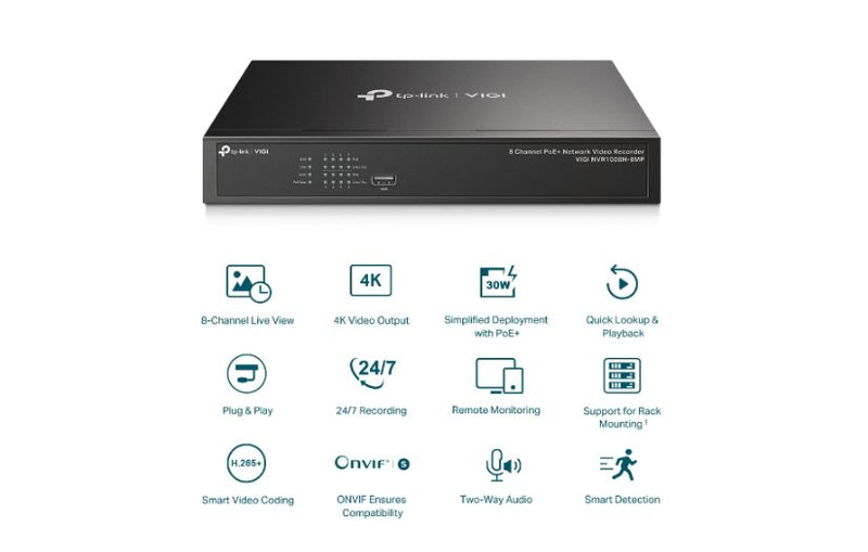 TP-Link VIGI 8 Channel PoE Network Video Recorder NVR1008H-8MP