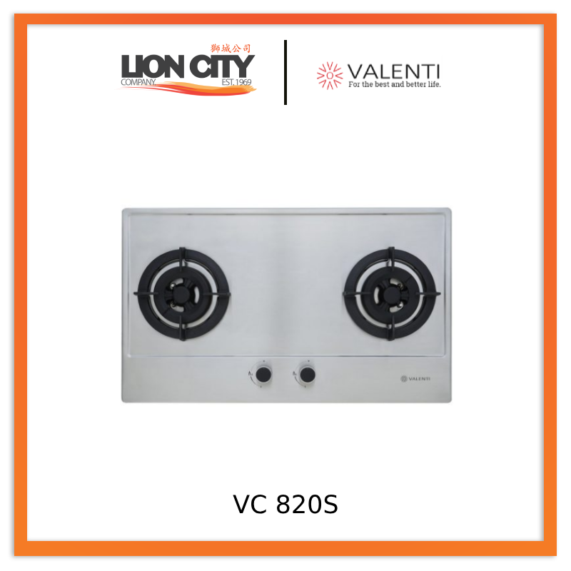 Valenti VC 820G/VC 820S 2 Burners Built-In Glass Hob LPG/TG
