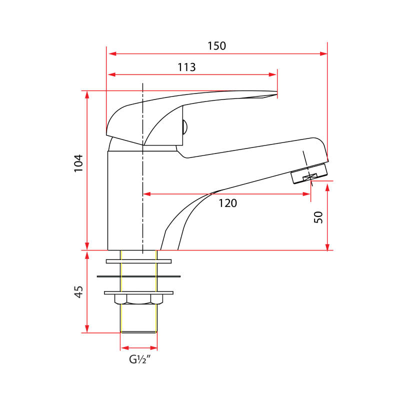 Rubine PLATINO 6021C Basin Tap