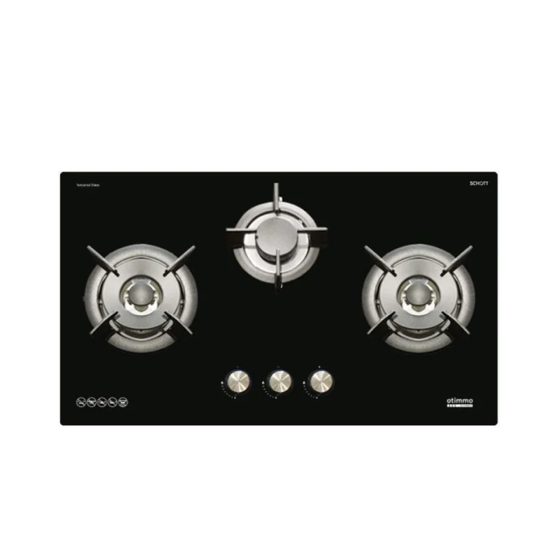 Europace ECH9122EBK 90cm 1200m3/h L-Shaped Hood with Dual Suction + EBH 6391S 3 Burner 90cm Gas Cooker Hob (Schott Glass)