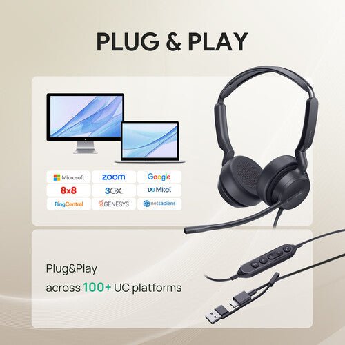 Yealink UH42 Dual UC Wired USB Headset USB-C/A Black