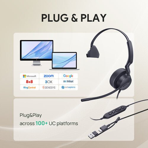 Yealink UH42 Mono Teams Wired Headset USB-C/A