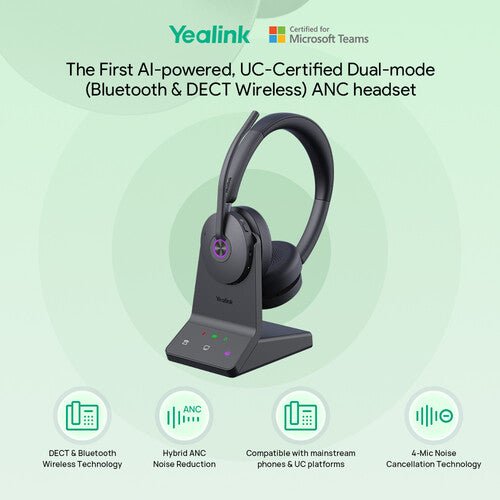 Yealink WH68 Stereo Teams DECT Wireless Headset 1208655