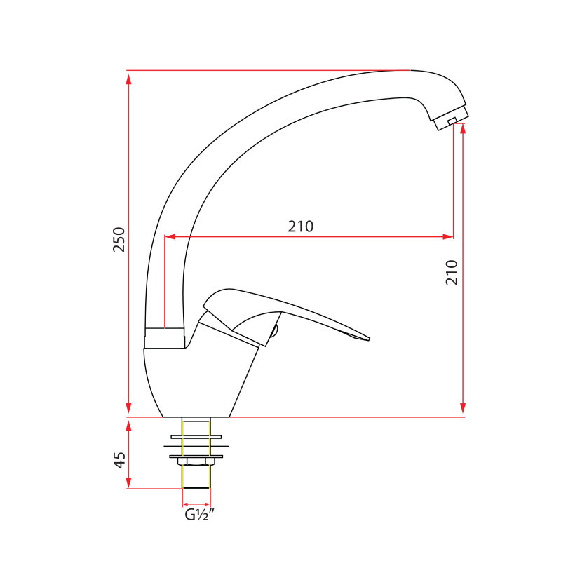 Rubine Sink Tap PLATINO 6042C Cold Only