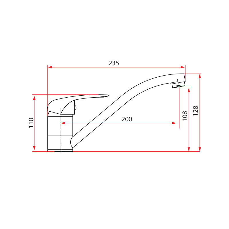 Rubine Sink Mixer PLATINO 6041 Hot and Cold