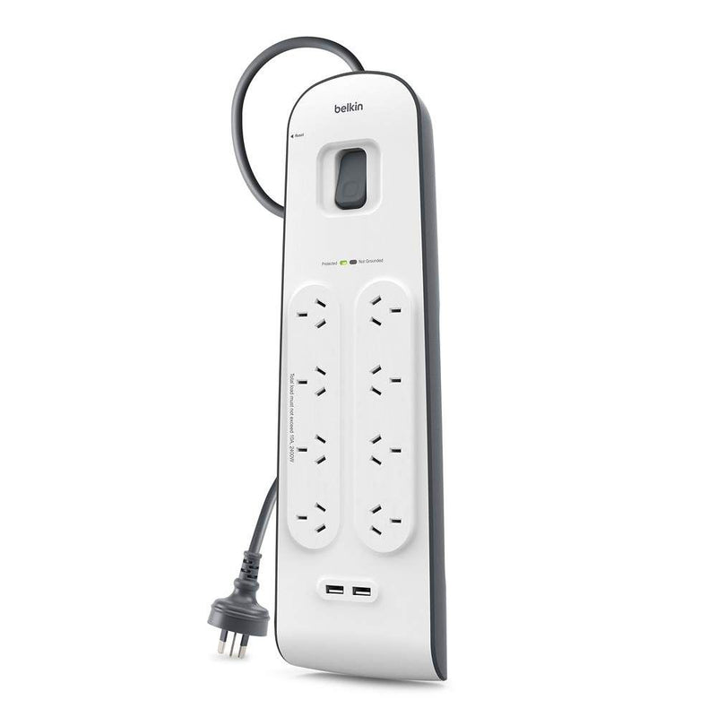 Belkin BSV804sa2M 2.4 Amp USB Charging 8-outlet Surge Protection Strip | Lion City Company.