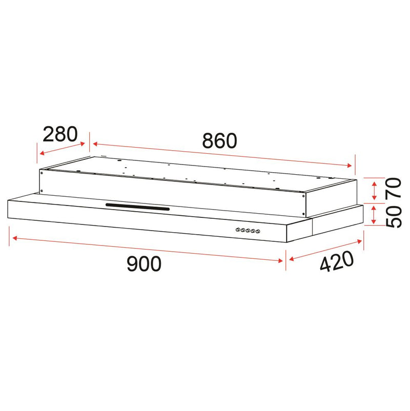 EF Cooker Hood 90CM EFCH 9212 HM BK