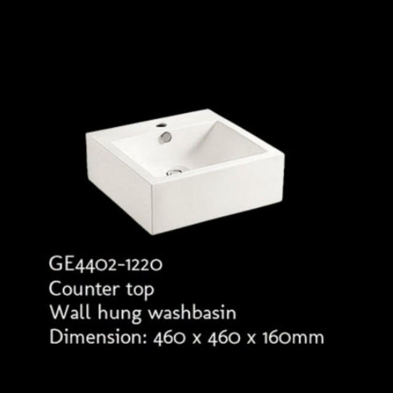 Rubine GE4402-1220 Ceramic Countertop / Wall-hung Washbasin (White) | Lion City Company.