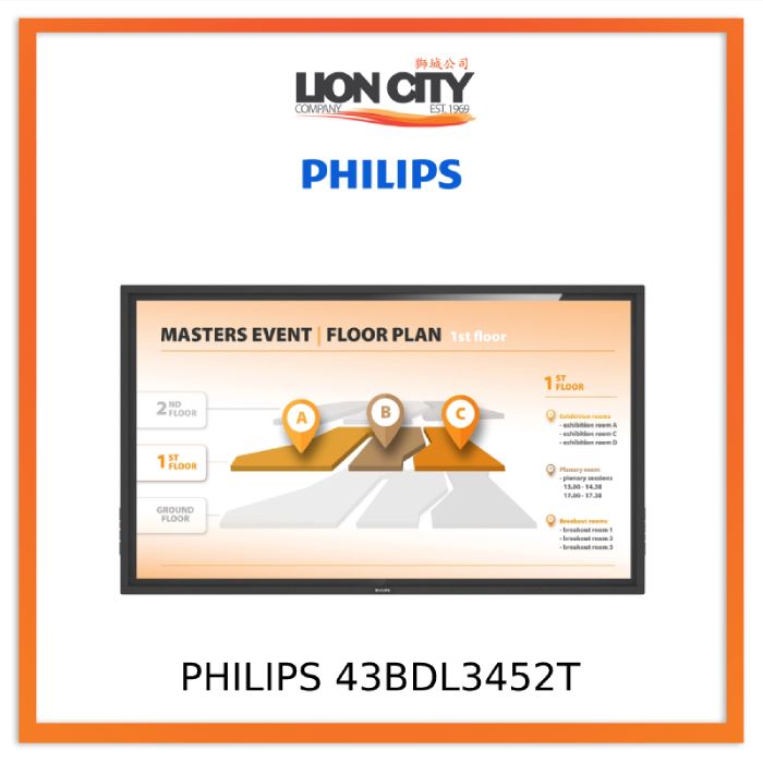 Philips 43BDL3452T 43" UHD Display with 10 point Touch, Andriod