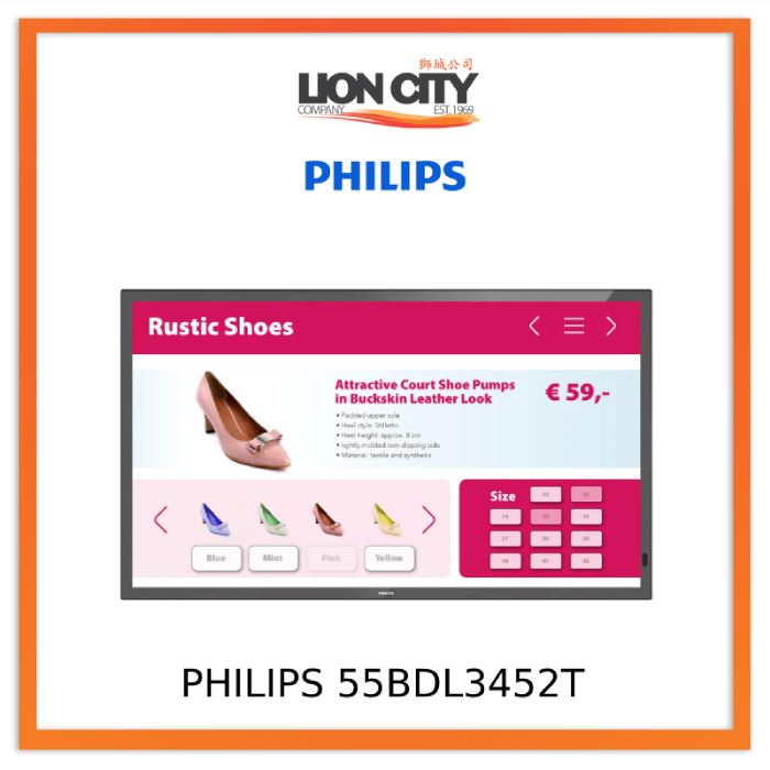 Philips 55BDL3452T 55" Full HD Display with 10 point Touch, Andriod Kitkat