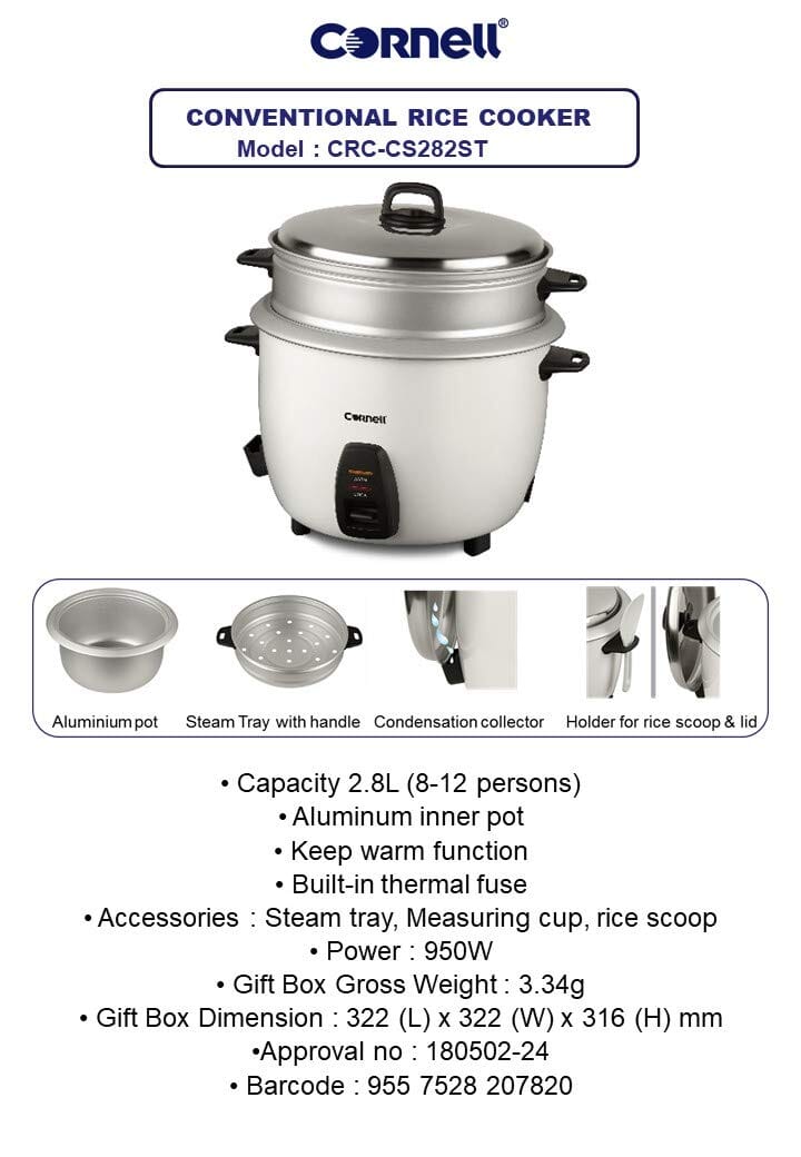 Cornell Conventional Rice Cooker 2.8 L CRC-CS282ST