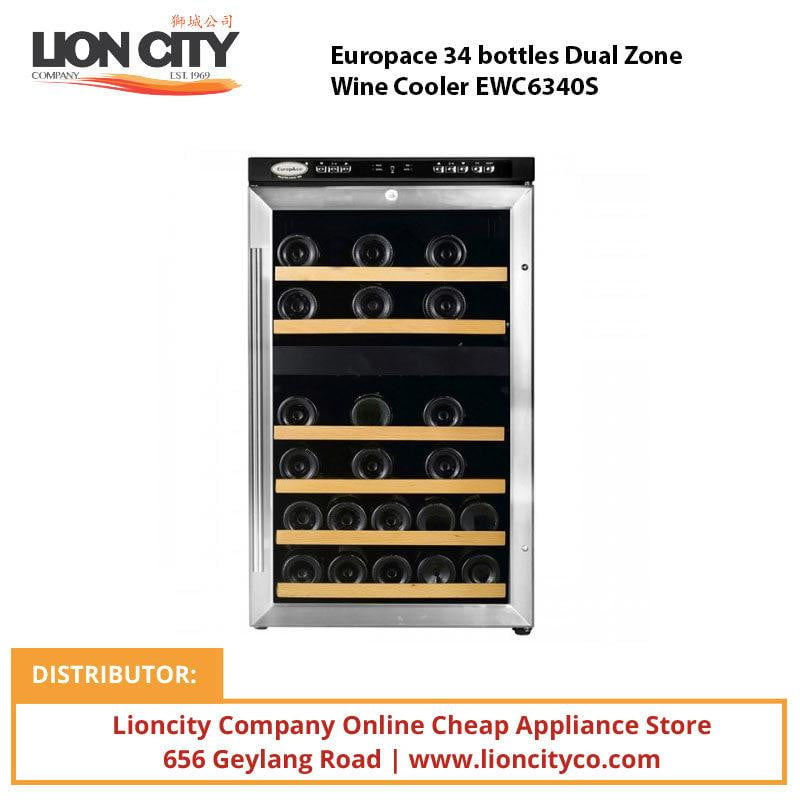 Europace 34 bottles Dual Zone Wine Cooler EWC6340S | Lion City Company.