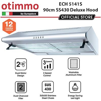 Europace ECH5141S 90cm Deluxe S/Steel Slim Hood + EBH6381S 3 Burner 80cm Slim Hob (Schott Glass) | Lion City Company.