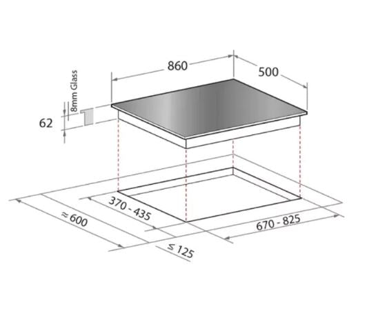 CANDY 86CM GLASS HOB 3 BURNERS