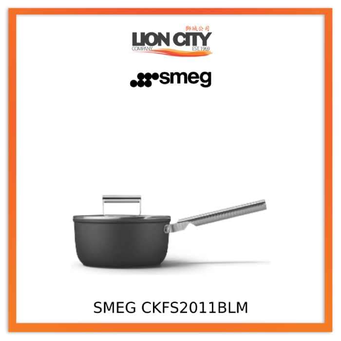 Smeg CKFS2011BLM/CRM/RDM Non-Stick Saucepan Cookware, Black 50's Style Aesthetic