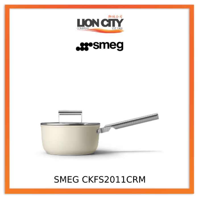 Smeg CKFS2011BLM/CRM/RDM Non-Stick Saucepan Cookware, Black 50's Style Aesthetic