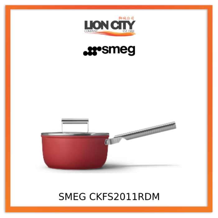 Smeg CKFS2011BLM/CRM/RDM Non-Stick Saucepan Cookware, Black 50's Style Aesthetic