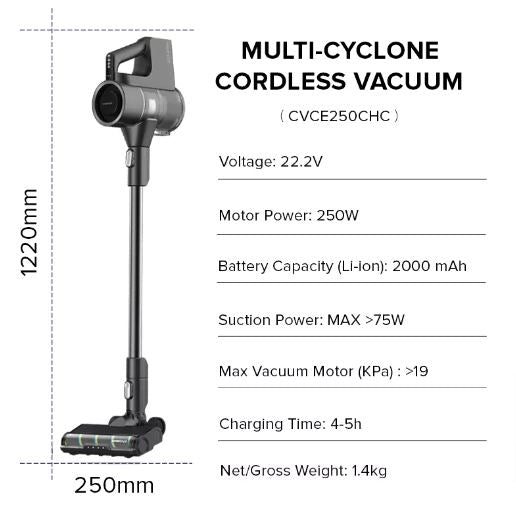Cornell Handheld Cordless Vacuum Powerful 19KPa Suction CVCE250CHC