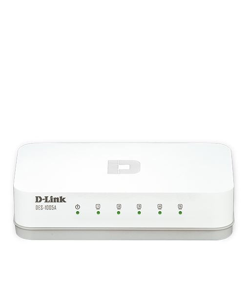 D-Link DES-1005A 5-Port Fast Ethernet Desktop Switch In Plastic Casing | Lion City Company.