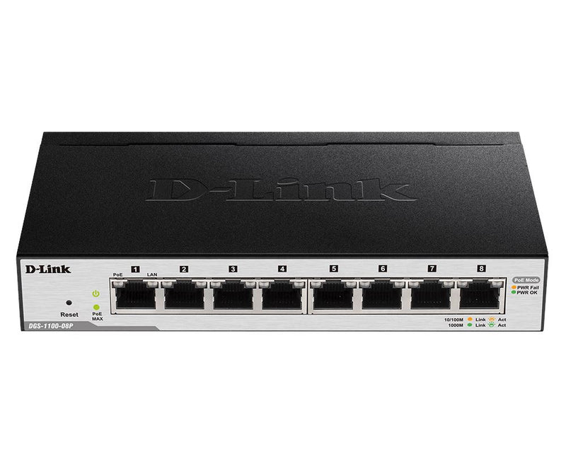 D-Link DGS-1100-08P 8-Port Gigabit PoE Smart Managed Switch | Lion City Company.