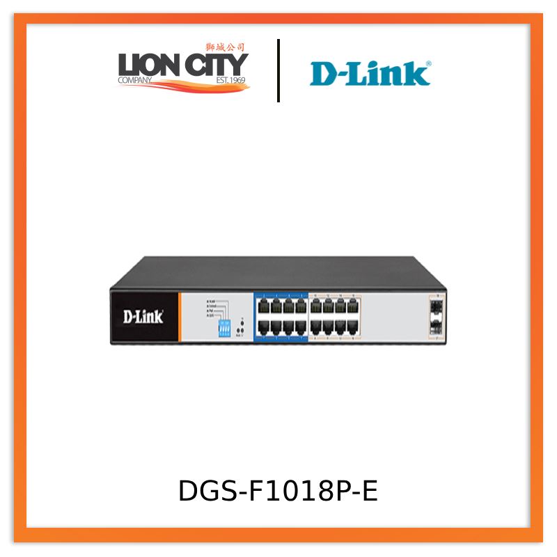 D-Link DGS-F1018P-E 16GE PoE + 2 SFP Ports 250m PoE Switch "PRE-ORDER ONLY"