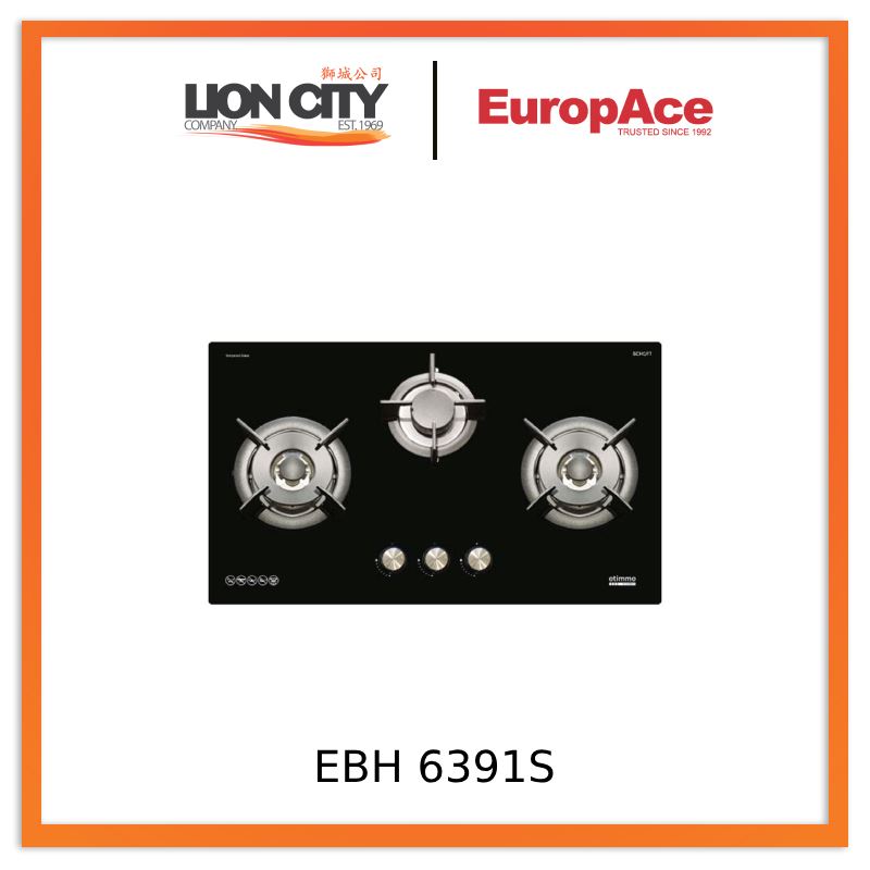 Europace EBH 6391S 3 Burner 90cm Gas Cooker Hob (Schott Glass) TG