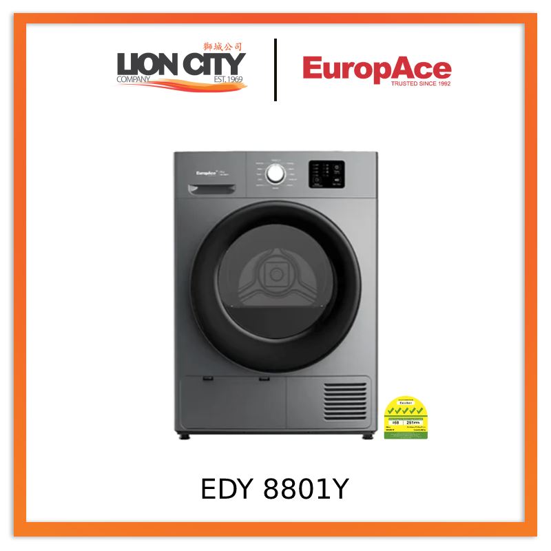 Europace EDY 8801Y 8kg Heat Pump Dryer Gun Metal