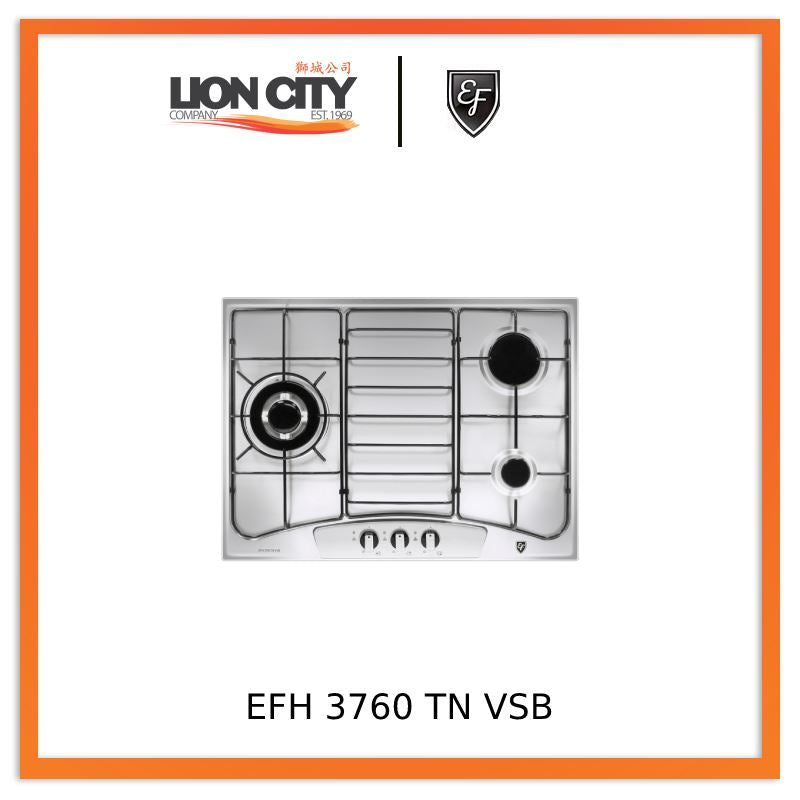 EF EFH 3760 TN VSB 68cm Built in Stainless Steel Gas Hob EFH3760TNVSB | Lion City Company.