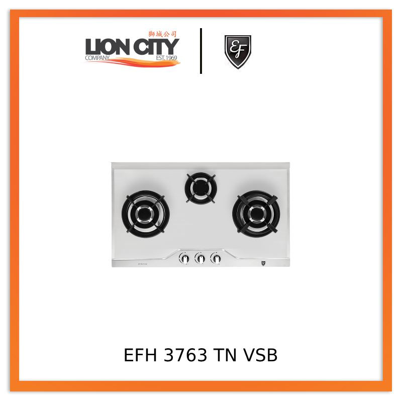 EF EFH 3763 TN VSB 78cm Built in Stainless Steel Gas Hob EFH3763TNVSB | Lion City Company.