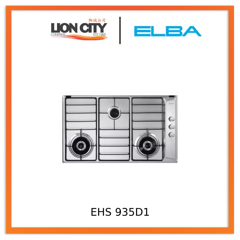 Elba EHS 935D1 SB  90cm Built in Stainless Steel Gas Hob EHS935D1 SB | Lion City Company.