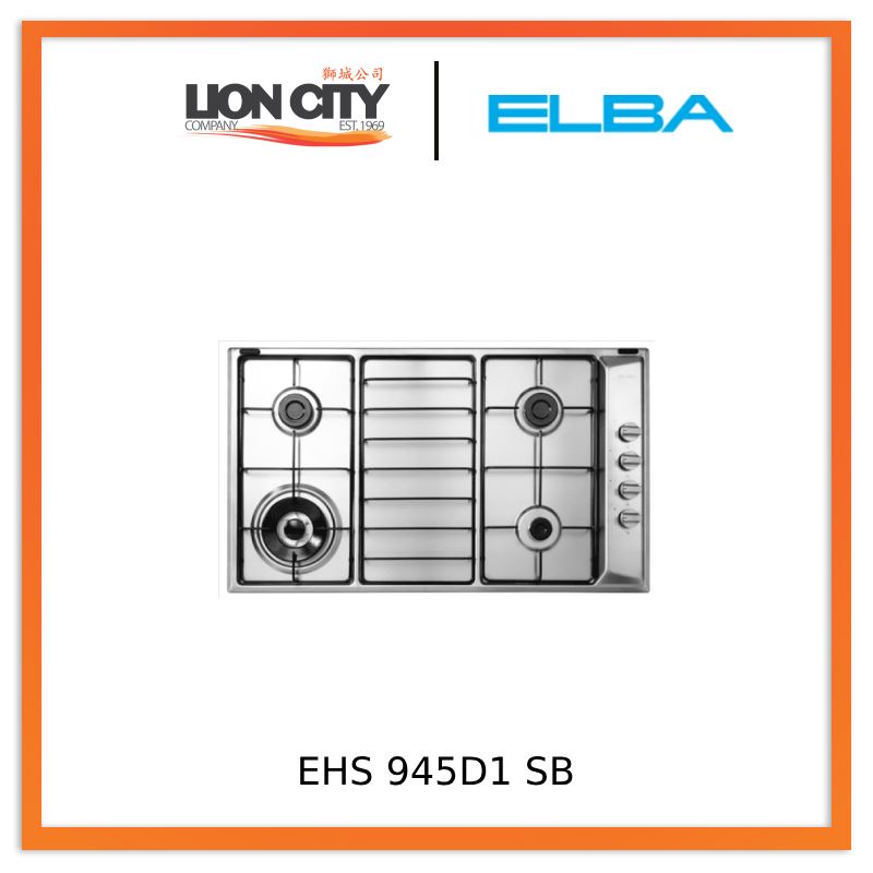 Elba EHS 945D1 SB  90cm Built in Stainless Steel Gas Hob EHS945D1 SB | Lion City Company.