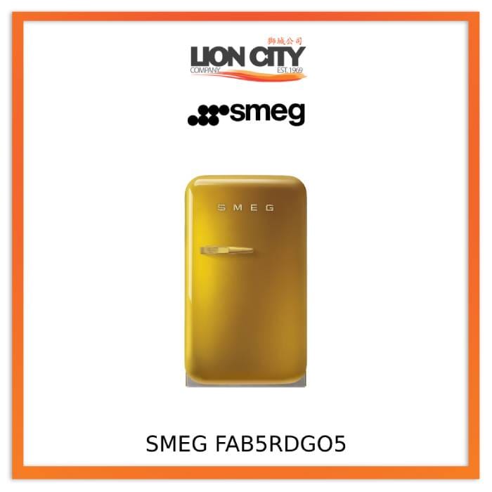 Smeg FAB5RDGO5 Free Standing Refrigerator One Door, Gold 50's Style Aesthetic