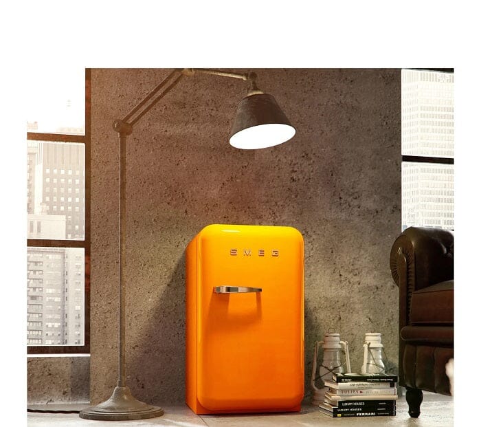 Smeg FAB5ROR5 Free Standing Refrigerator One Door, Orange 50's Style Aesthetic