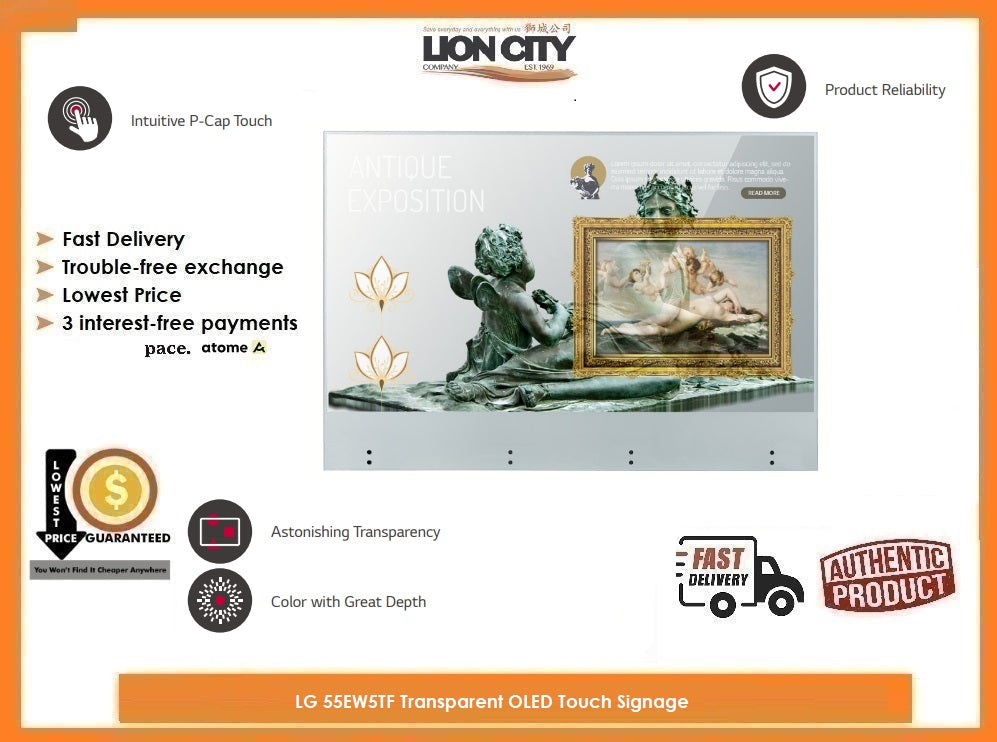 LG 55EW5TF Transparent OLED Touch Signage - Lion City Company