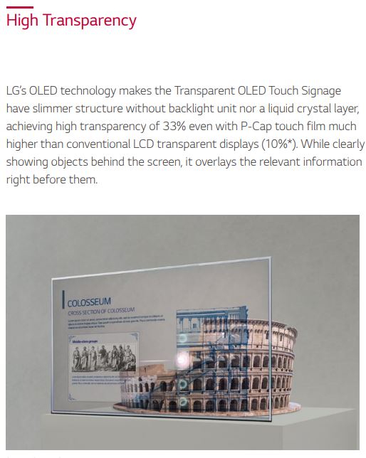 LG 55EW5TF Transparent OLED Touch Signage