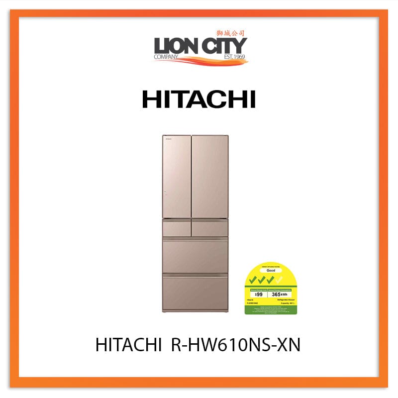 HITACHI 461L MULTI DOOR FRIDGE RHW610NSXN (MADE IN JAPAN) Lion City