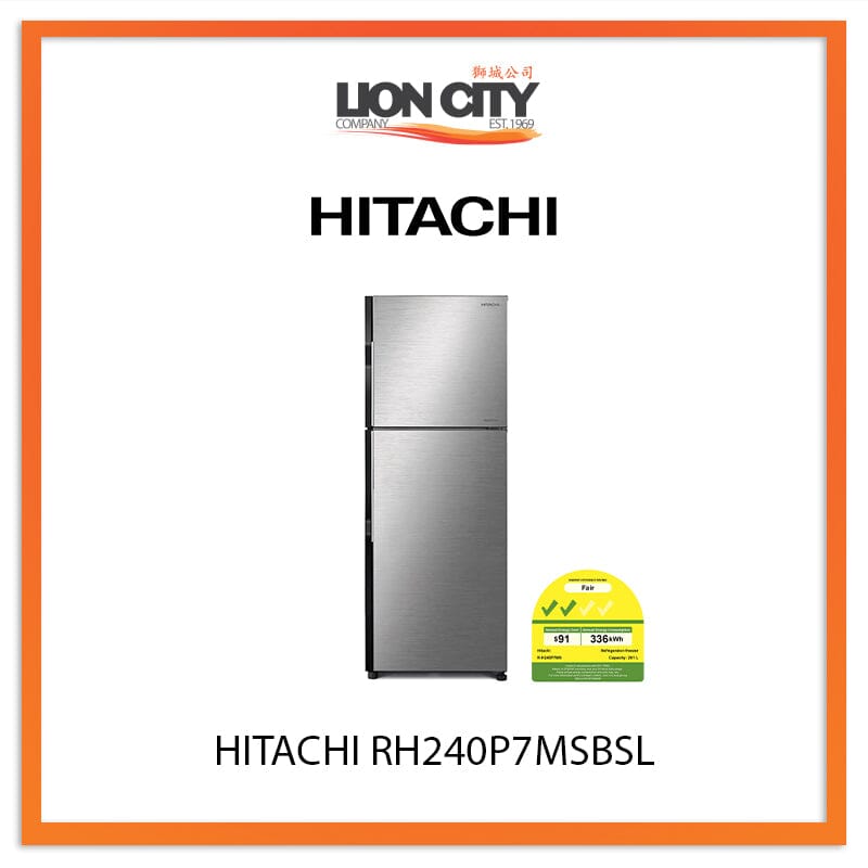 HITACHI 203L 2 DOOR FRIDGE RH240P7MSBSL