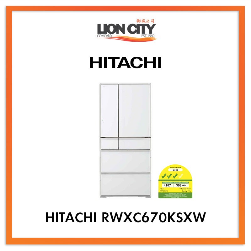 Hitachi 519L Multidoor Iot Fridge RWXC670KSXW (Made in Japan)