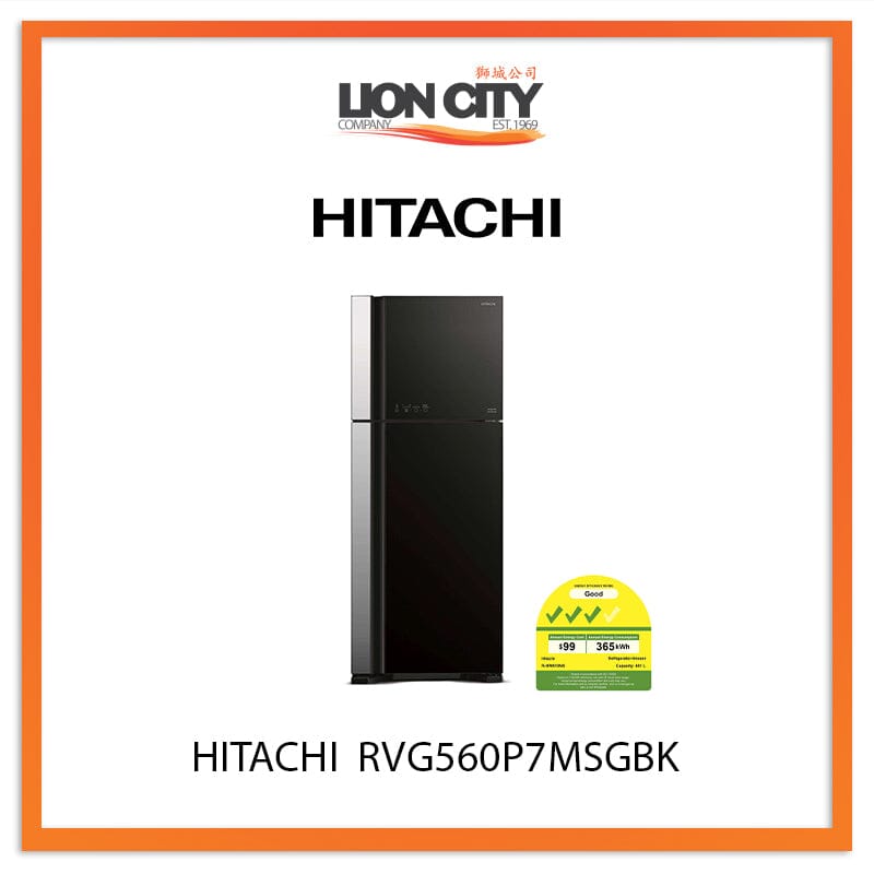 HITACHI 438L 2 DOOR FRIDGE RVG560P7MSGBK