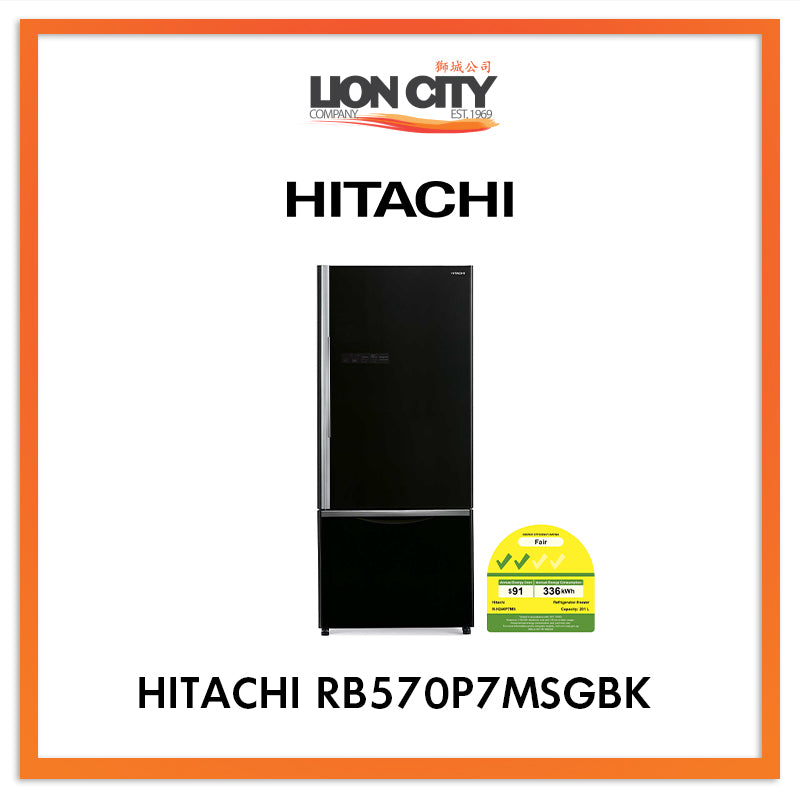 Hitachi 444 L 2 Door Fridge RB570P7MSGBK (bottom Freezer)