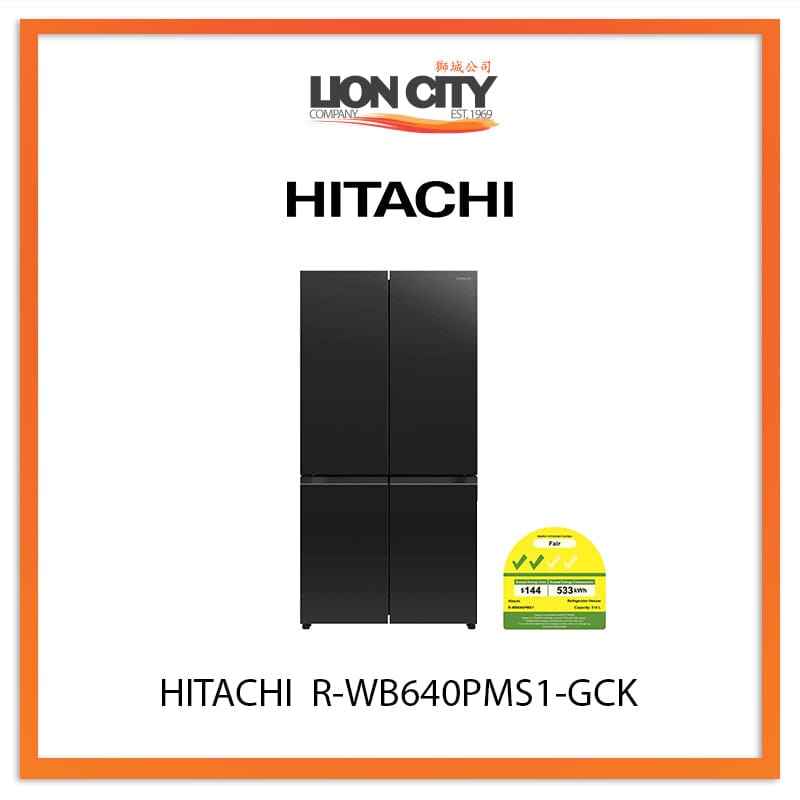 HITACHI 514L FRENCH BOTTOM FREEZER R-WB640PMS1-GCK SELECTABLE ZONE-CONVERTIBLE