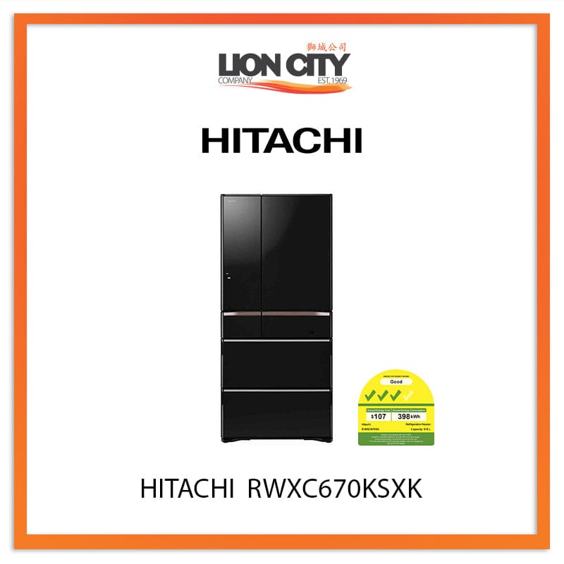 HITACHI 519L MULTIDOOR IOT FRIDGE RWXC670KSXK (MADE IN JAPAN)