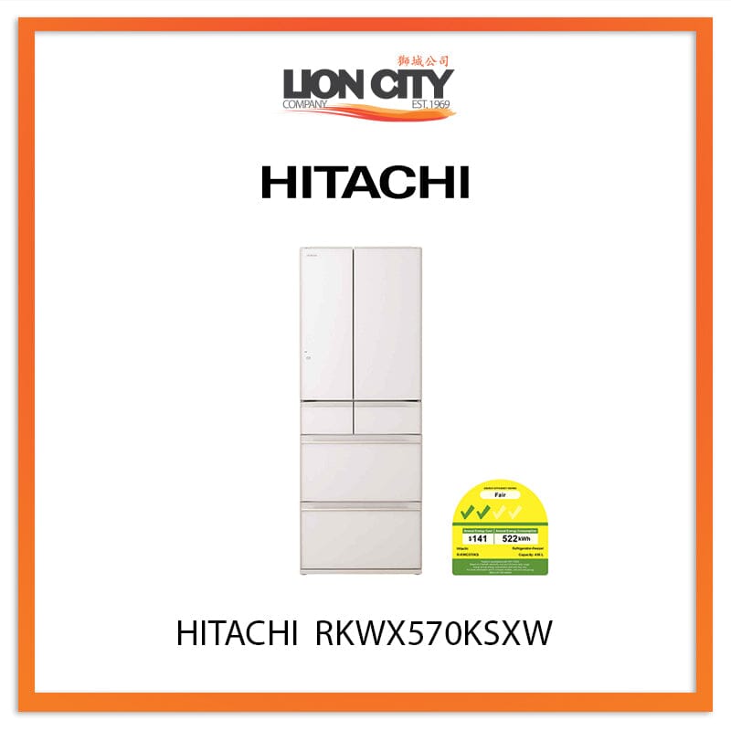 HITACHI 436L MULTIDOOR IOT FRIDGE RKWX570KSXW (MADE IN JAPAN)