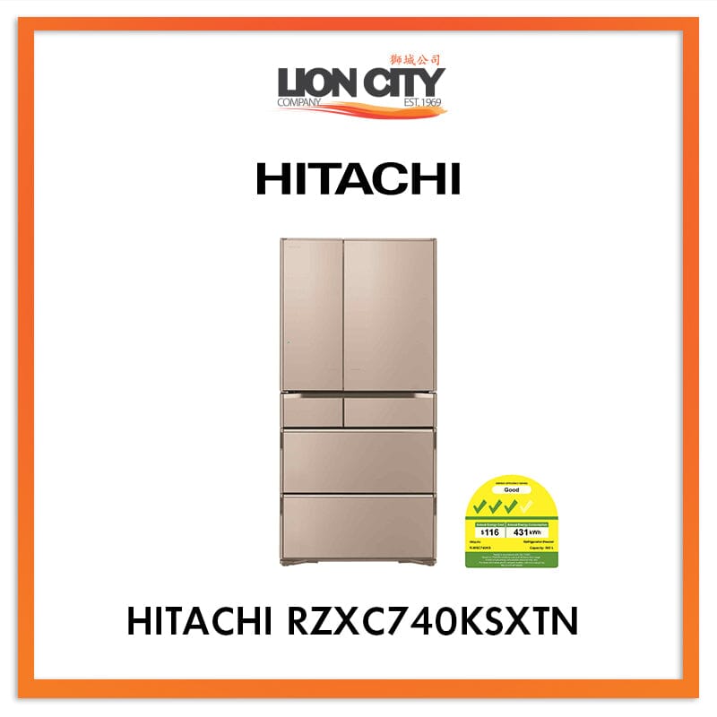 HITACHI 565L MULTIDOOR IOT FRIDGE RZXC740KSXTN (MADE IN JAPAN)