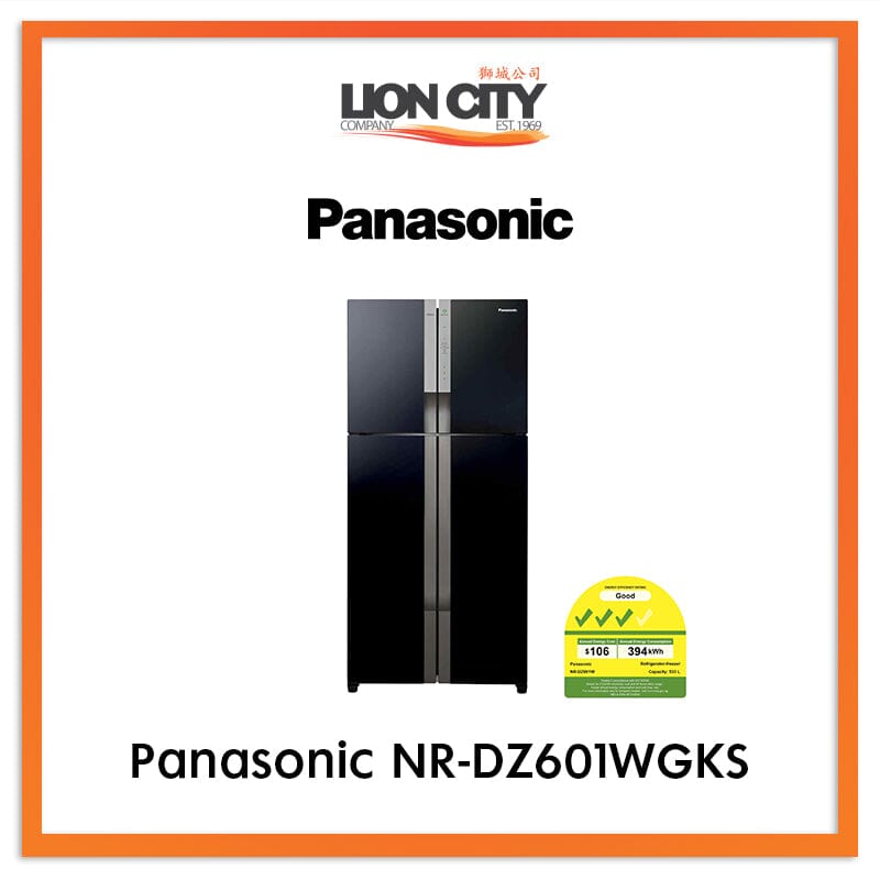 PANASONIC 533L 4 DOOR FRIDGE NR-DZ601WGKS (GLASS BLACK)