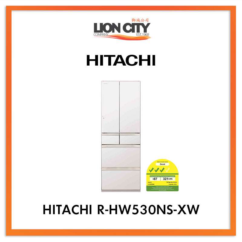 Hitachi 400L Multi Door Fridge R-HW530NS-XW (made in Japan)