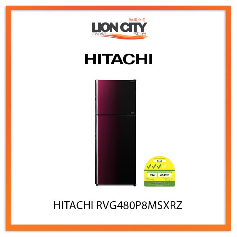HITACHI 408L 2 DOOR FRIDGE RVG480P8MSXRZ